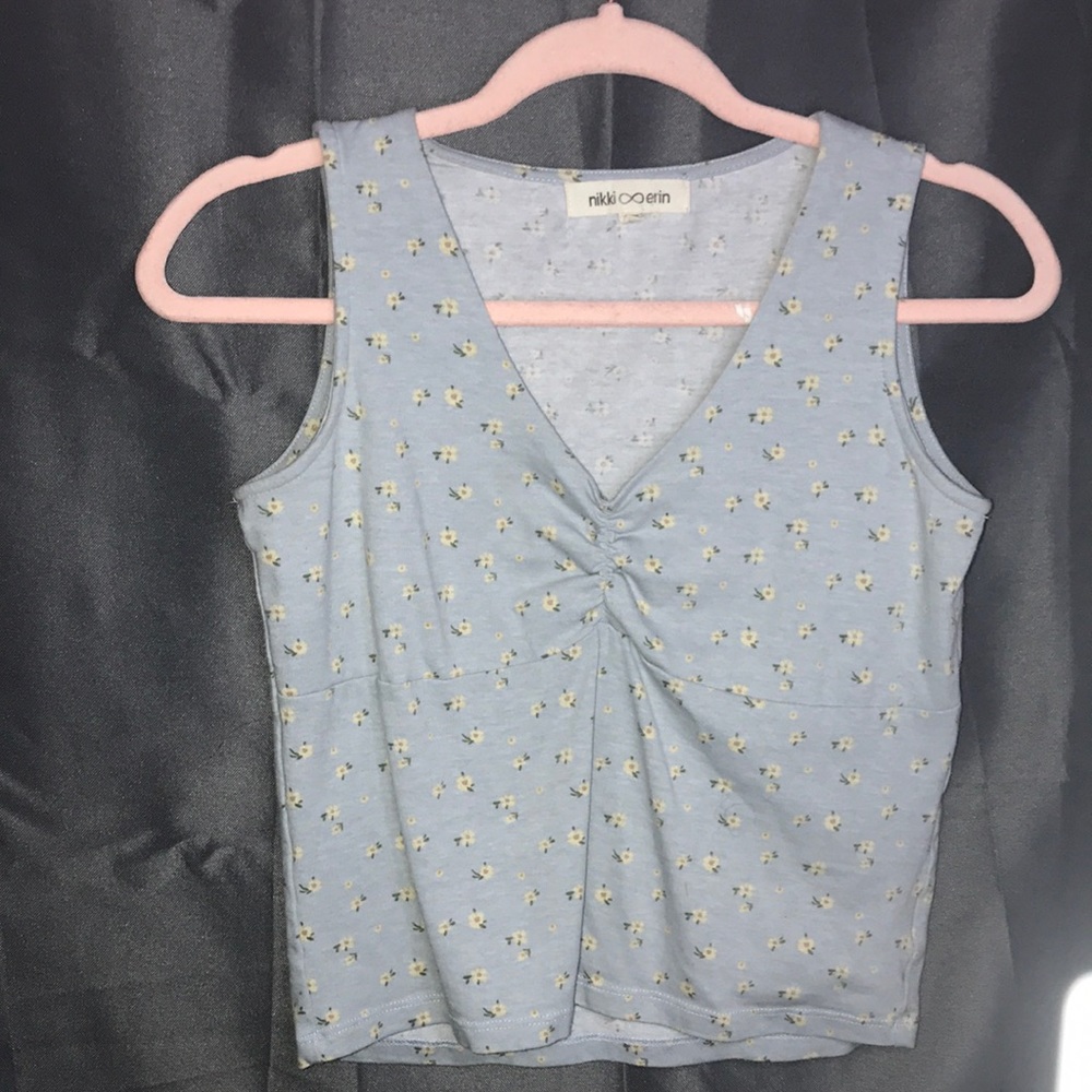 Sky Blue Floral Print tank Top